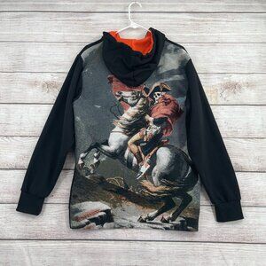 Rebel Vengeance‎ Skeleton Napolean Stitched Hoodie Sweatshirt Men's L Black